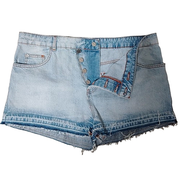 BDG Plus Size Asymmetrical "A-Line Short" Buttonfly Released Hem Jean Shorts 34 - Picture 5 of 9